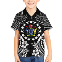 Cook Islands Ra o te Ui Ariki Est 1967 Family Matching Summer Maxi Dress and Hawaiian Shirt LT9 Son's Shirt Black - Polynesian Pride