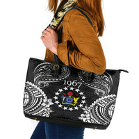 Cook Islands Ra o te Ui Ariki Est 1967 Leather Tote Bag LT9 Black - Polynesian Pride