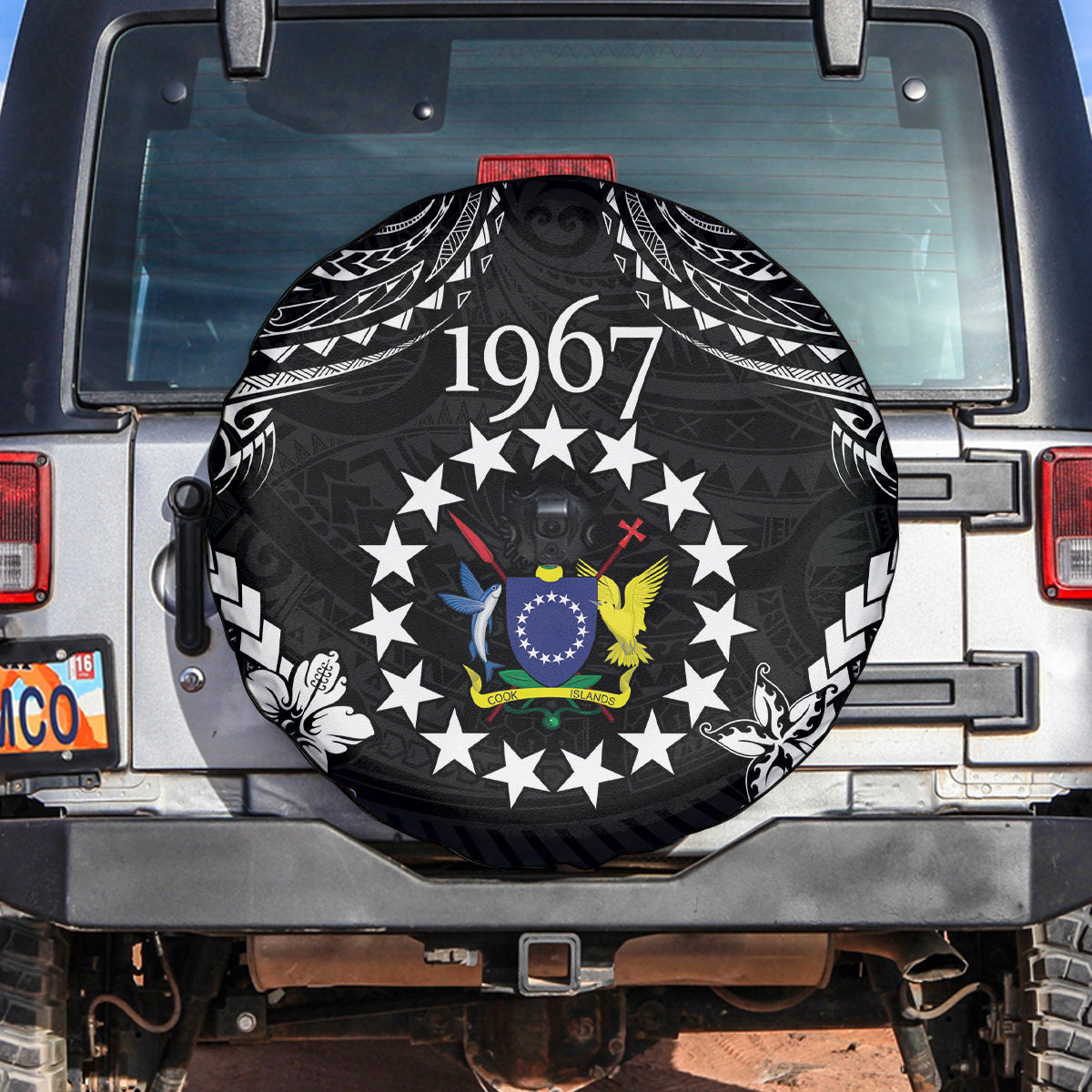 Cook Islands Ra o te Ui Ariki Est 1967 Spare Tire Cover LT9 Black - Polynesian Pride