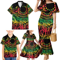 Cook Islands 15 Stars Family Matching Mermaid Dress and Hawaiian Shirt Kuki Airani Polynesian Tribal Wave Tattoo LT9 - Polynesian Pride