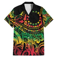 Cook Islands 15 Stars Family Matching Mermaid Dress and Hawaiian Shirt Kuki Airani Polynesian Tribal Wave Tattoo LT9 Dad's Shirt - Short Sleeve Reggae - Polynesian Pride