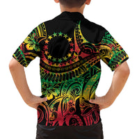 Cook Islands 15 Stars Family Matching Off Shoulder Maxi Dress and Hawaiian Shirt Kuki Airani Polynesian Tribal Wave Tattoo LT9 - Polynesian Pride
