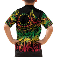 Cook Islands 15 Stars Kid Hawaiian Shirt Kuki Airani Polynesian Tribal Wave Tattoo LT9 - Polynesian Pride