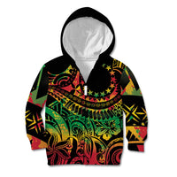 Cook Islands 15 Stars Kid Hoodie Kuki Airani Polynesian Tribal Wave Tattoo LT9 Zip Hoodie Reggae - Polynesian Pride