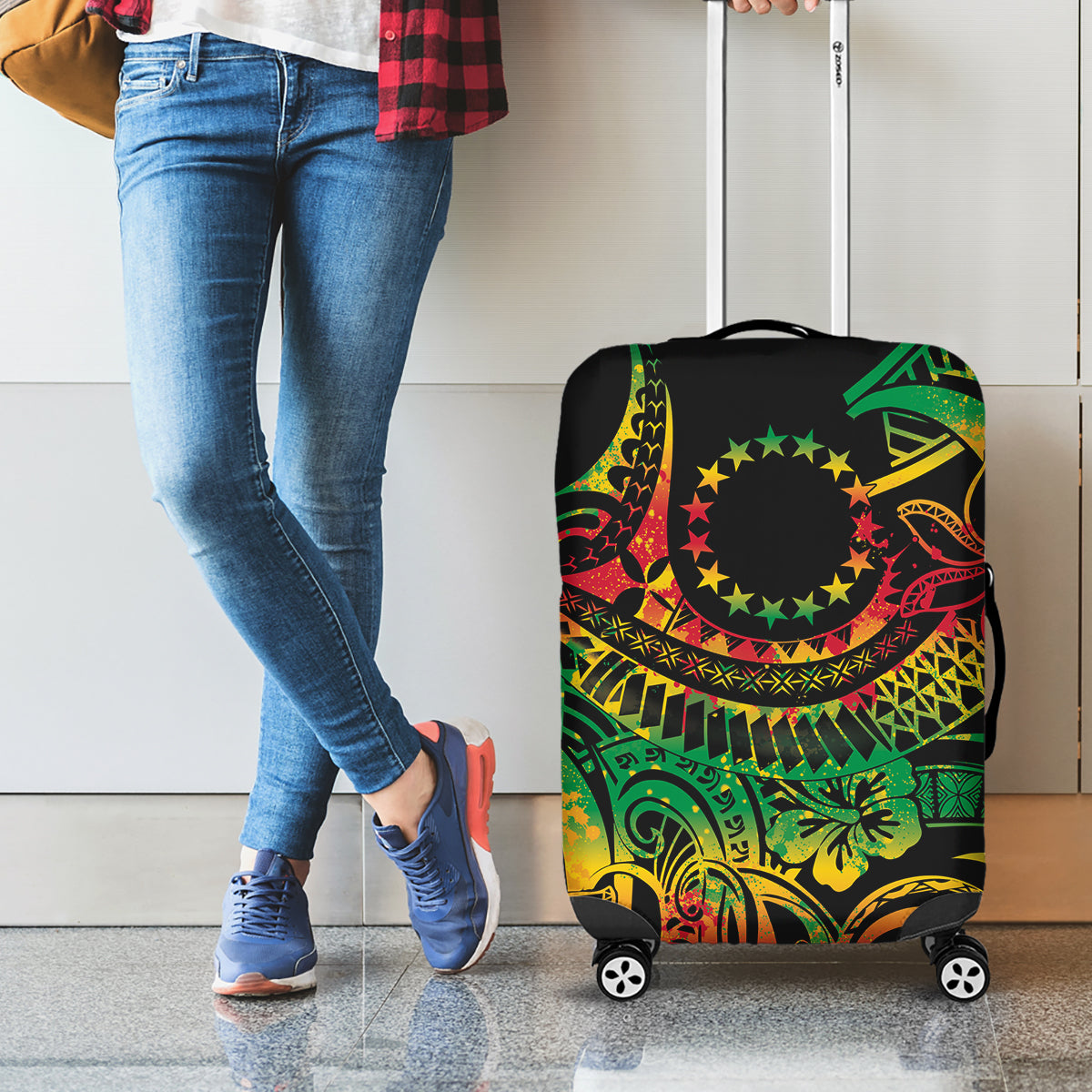 Cook Islands 15 Stars Luggage Cover Kuki Airani Polynesian Tribal Wave Tattoo LT9 - Polynesian Pride