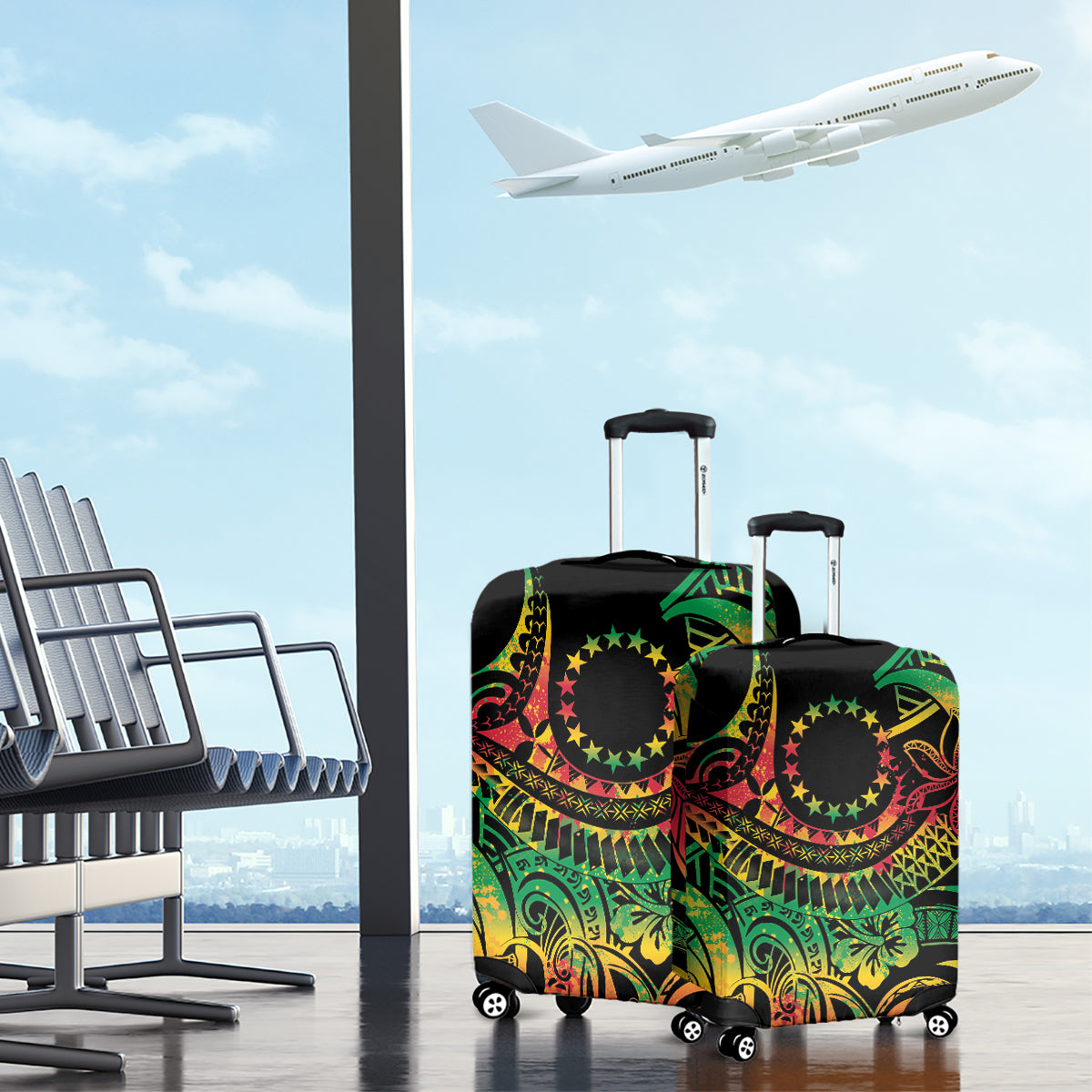 Cook Islands 15 Stars Luggage Cover Kuki Airani Polynesian Tribal Wave Tattoo LT9 - Polynesian Pride