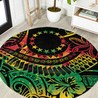 Cook Islands 15 Stars Round Carpet Kuki Airani Polynesian Tribal Wave Tattoo LT9 Reggae - Polynesian Pride