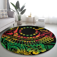 Cook Islands 15 Stars Round Carpet Kuki Airani Polynesian Tribal Wave Tattoo LT9 - Polynesian Pride