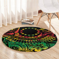 Cook Islands 15 Stars Round Carpet Kuki Airani Polynesian Tribal Wave Tattoo LT9 - Polynesian Pride