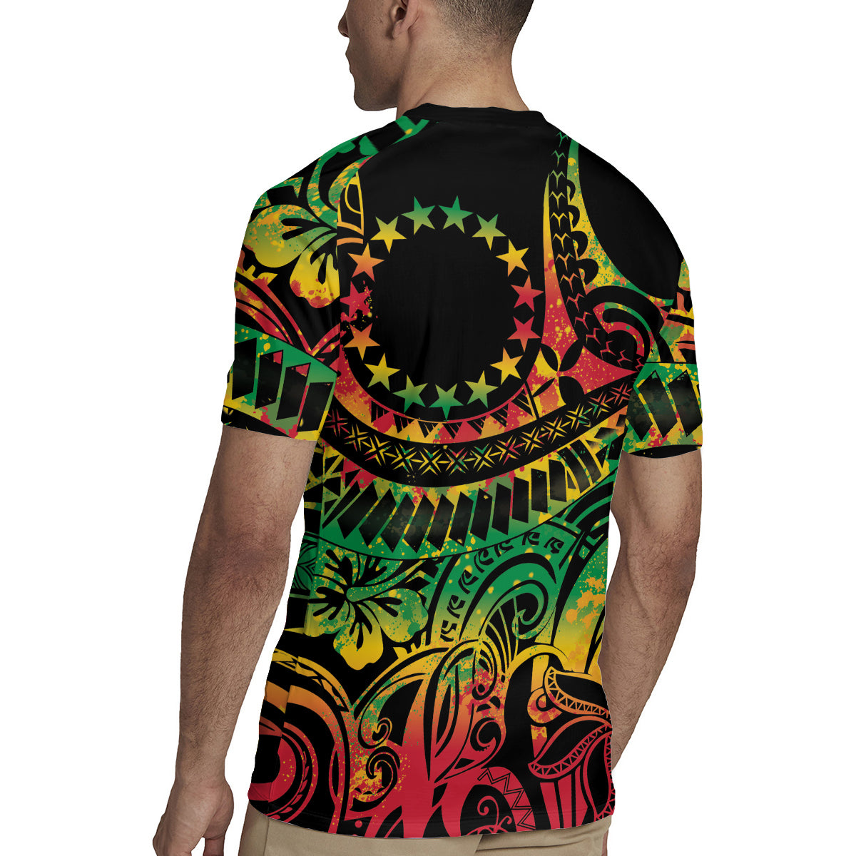 Cook Islands 15 Stars Rugby Jersey Kuki Airani Polynesian Tribal Wave Tattoo