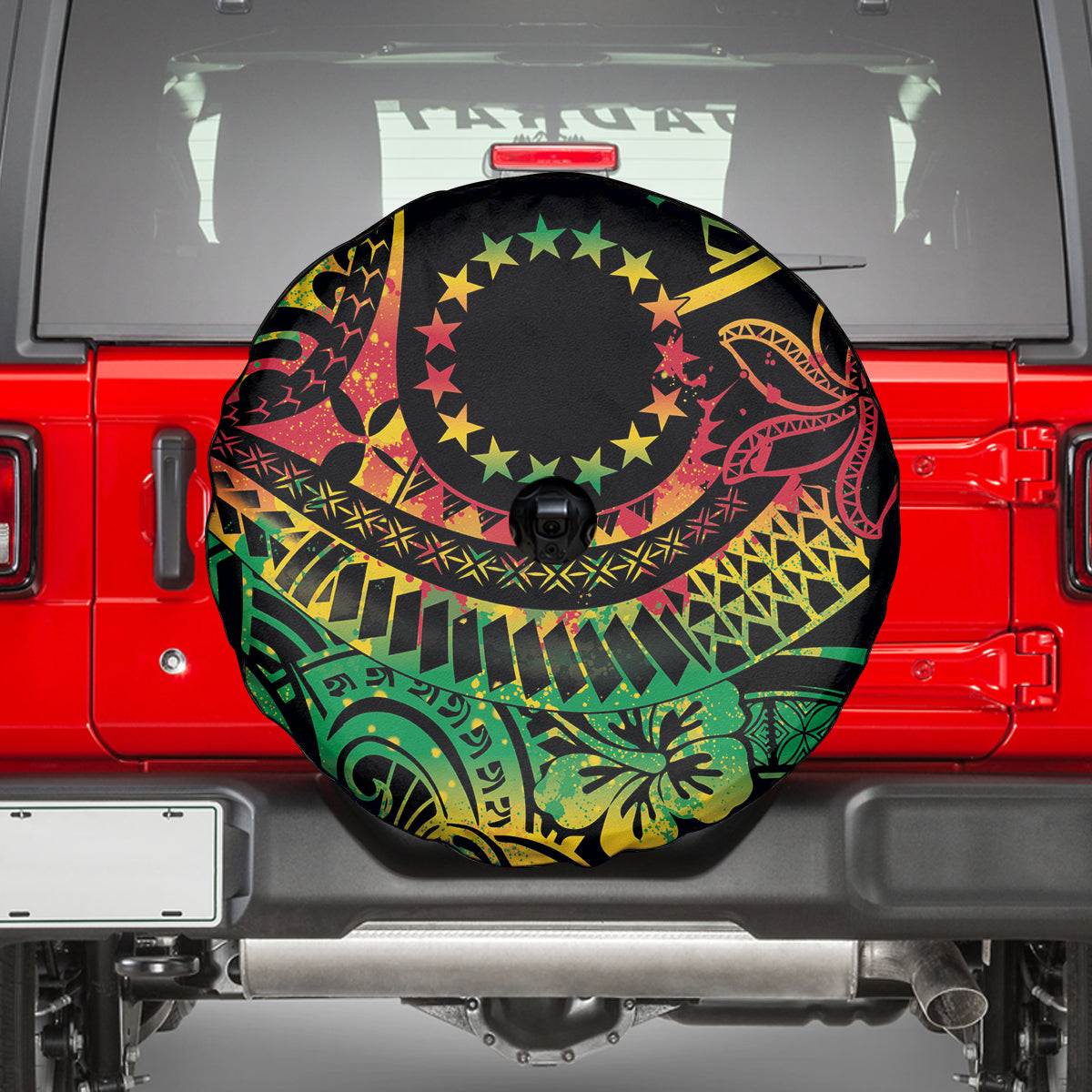 Cook Islands 15 Stars Spare Tire Cover Kuki Airani Polynesian Tribal Wave Tattoo LT9 - Polynesian Pride