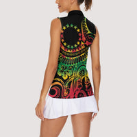 Cook Islands 15 Stars Women Sleeveless Polo Shirt Kuki Airani Polynesian Tribal Wave Tattoo LT9 - Polynesian Pride