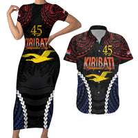 Kiribati 45th Anniversary Independence Day Couples Matching Short Sleeve Bodycon Dress and Hawaiian Shirt Since 1979 LT9 Black - Polynesian Pride