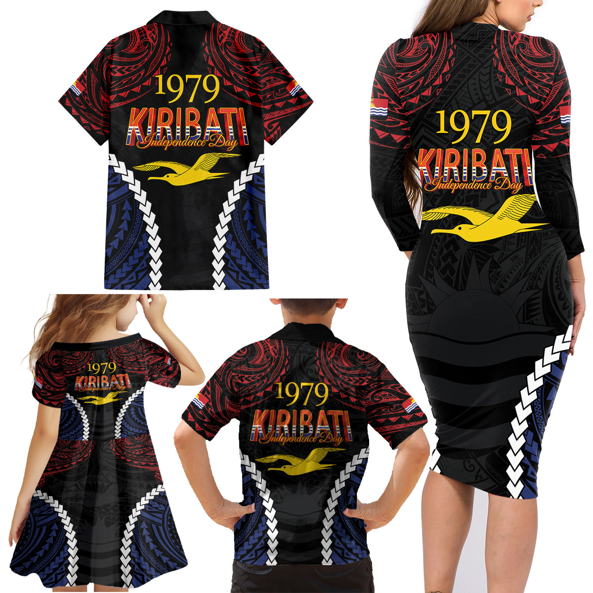Kiribati 45th Anniversary Independence Day Family Matching Long Sleeve Bodycon Dress and Hawaiian Shirt Since 1979 LT9 - Polynesian Pride