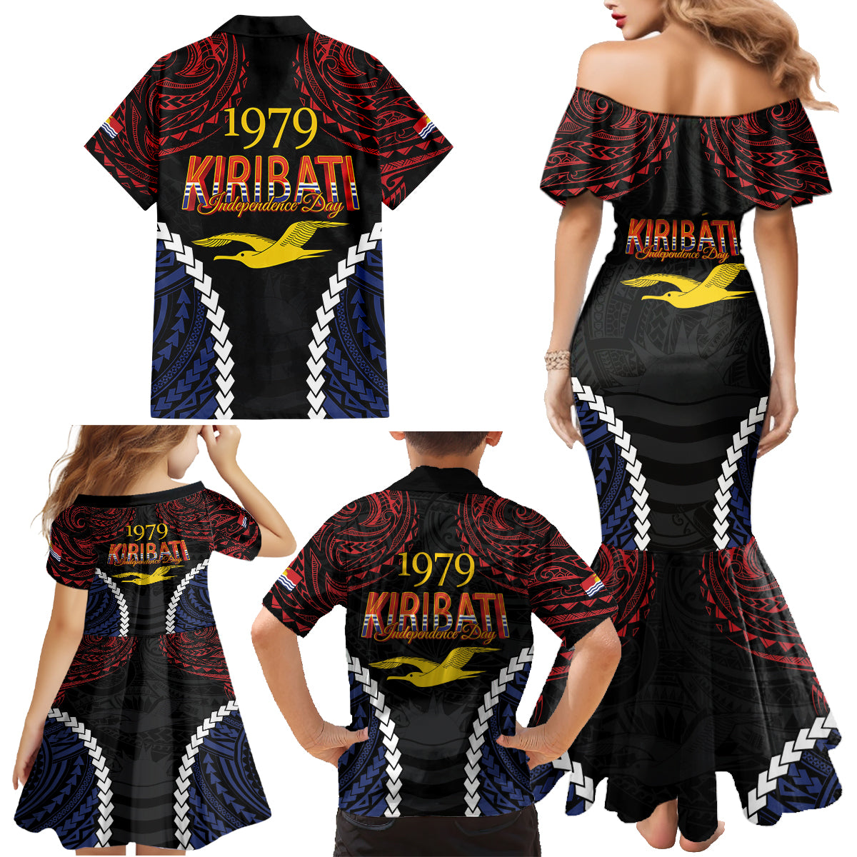 Kiribati 45th Anniversary Independence Day Family Matching Mermaid Dress and Hawaiian Shirt Since 1979 LT9 - Polynesian Pride