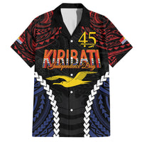 Kiribati 45th Anniversary Independence Day Family Matching Off Shoulder Short Dress and Hawaiian Shirt Since 1979 LT9 Dad's Shirt - Short Sleeve Black - Polynesian Pride