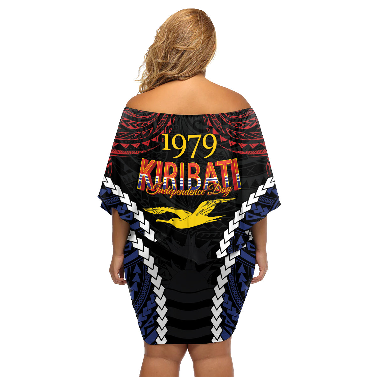 Kiribati 45th Anniversary Independence Day Family Matching Off Shoulder Short Dress and Hawaiian Shirt Since 1979 LT9 - Polynesian Pride