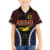 Kiribati 45th Anniversary Independence Day Family Matching Puletasi and Hawaiian Shirt Since 1979 LT9 Son's Shirt Black - Polynesian Pride