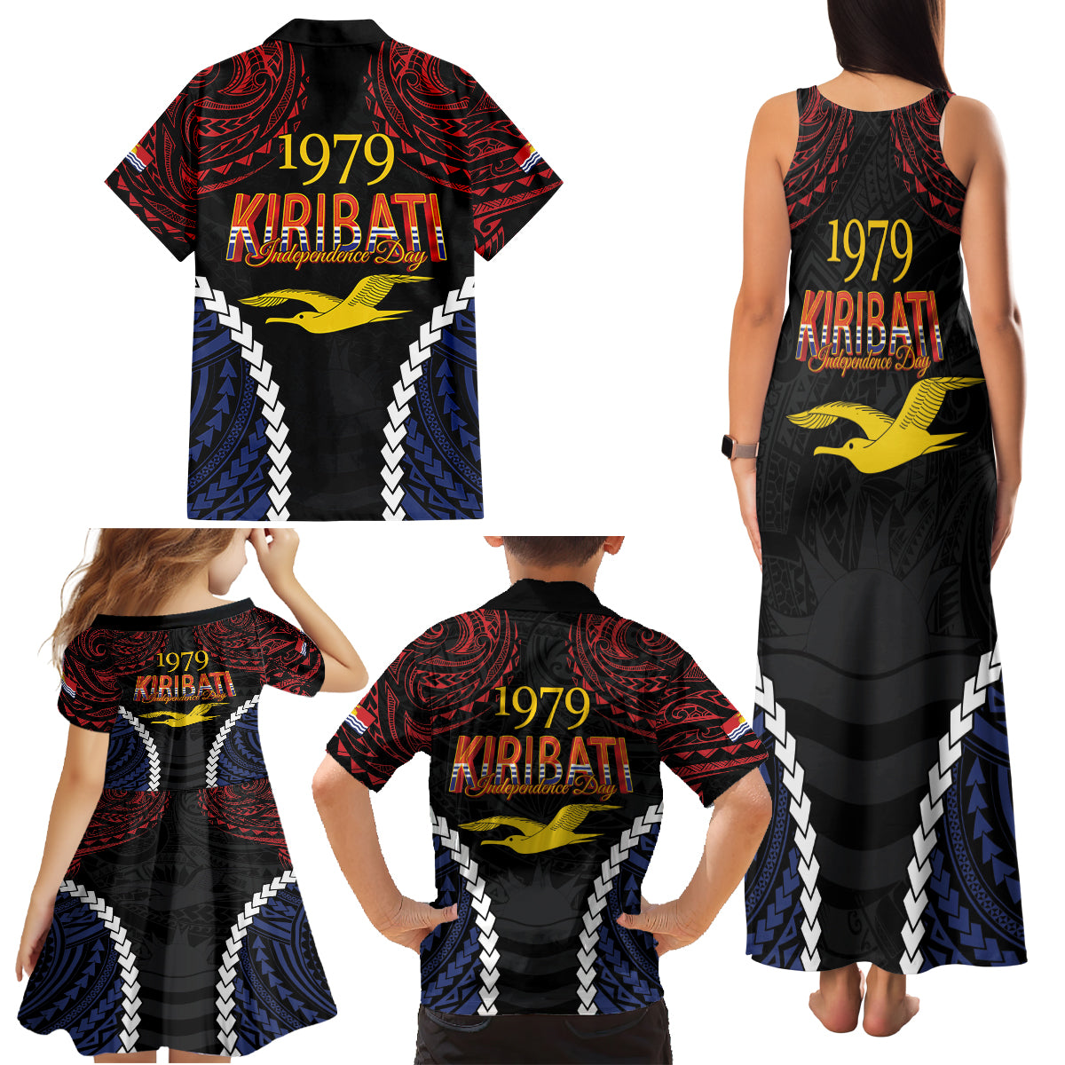 Kiribati 45th Anniversary Independence Day Family Matching Tank Maxi Dress and Hawaiian Shirt Since 1979 LT9 - Polynesian Pride