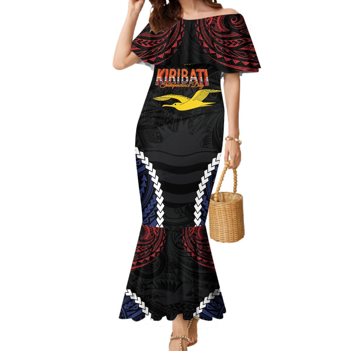 Kiribati 45th Anniversary Independence Day Mermaid Dress Since 1979 LT9 Women Black - Polynesian Pride