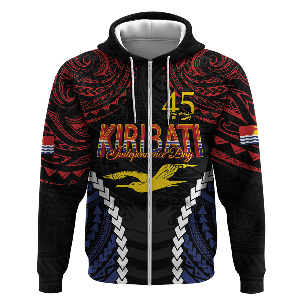 Kiribati 45th Anniversary Independence Day Zip Hoodie Since 1979 LT9 Zip Hoodie Black - Polynesian Pride