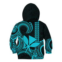 Custom King Kamehameha Day Hawaii Kid Hoodie Paradise of the Pacific Tribal Kakau - Aqua LT9 - Polynesian Pride
