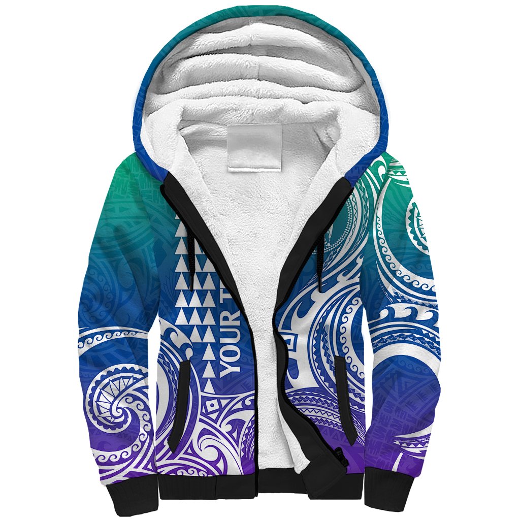 Custom King Kamehameha Day Hawaii Sherpa Hoodie Paradise of the Pacific Tribal Kakau - Gradient LT9 Unisex Gradient - Polynesian Pride