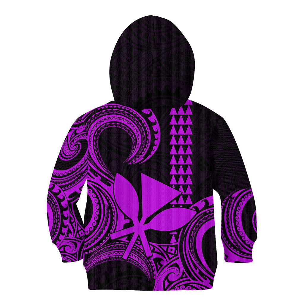 King Kamehameha Day Hawaii Kid Hoodie Paradise of the Pacific Tribal Kakau - Purple LT9 - Polynesian Pride