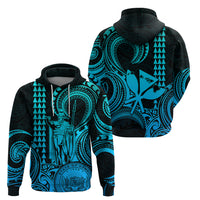 King Kamehameha Day Hawaii Hoodie Paradise of the Pacific Tribal Kakau with Kanaka Maoli Aqua LT9 - Polynesian Pride