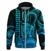 King Kamehameha Day Hawaii Hoodie Paradise of the Pacific Tribal Kakau with Kanaka Maoli Aqua LT9 - Polynesian Pride