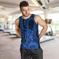 King Kamehameha Day Hawaii Men Tank Top Paradise of the Pacific Tribal Kakau with Kanaka Maoli - Blue LT9 - Polynesian Pride