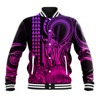 King Kamehameha Day Hawaii Baseball Jacket Paradise of the Pacific Tribal Kakau with Kanaka Maoli - Pink Gradient LT9 Unisex Pink Gradient - Polynesian Pride