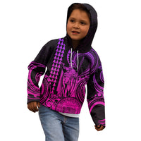 King Kamehameha Day Hawaii Kid Hoodie Paradise of the Pacific Tribal Kakau with Kanaka Maoli - Pink Gradient LT9 - Polynesian Pride