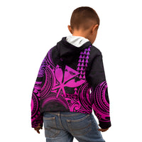 King Kamehameha Day Hawaii Kid Hoodie Paradise of the Pacific Tribal Kakau with Kanaka Maoli - Pink Gradient LT9 - Polynesian Pride
