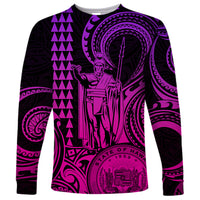 King Kamehameha Day Hawaii Long Sleeve Shirt Paradise of the Pacific Tribal Kakau with Kanaka Maoli - Pink Gradient LT9 Unisex Pink Gradient - Polynesian Pride