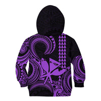 King Kamehameha Day Hawaii Kid Hoodie Paradise of the Pacific Tribal Kakau with Kanaka Maoli - Purple LT9 - Polynesian Pride