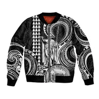 Custom King Kamehameha Day Hawaii Bomber Jacket Paradise of the Pacific Tribal Kakau with Kanaka Maoli - White LT9 Unisex White - Polynesian Pride