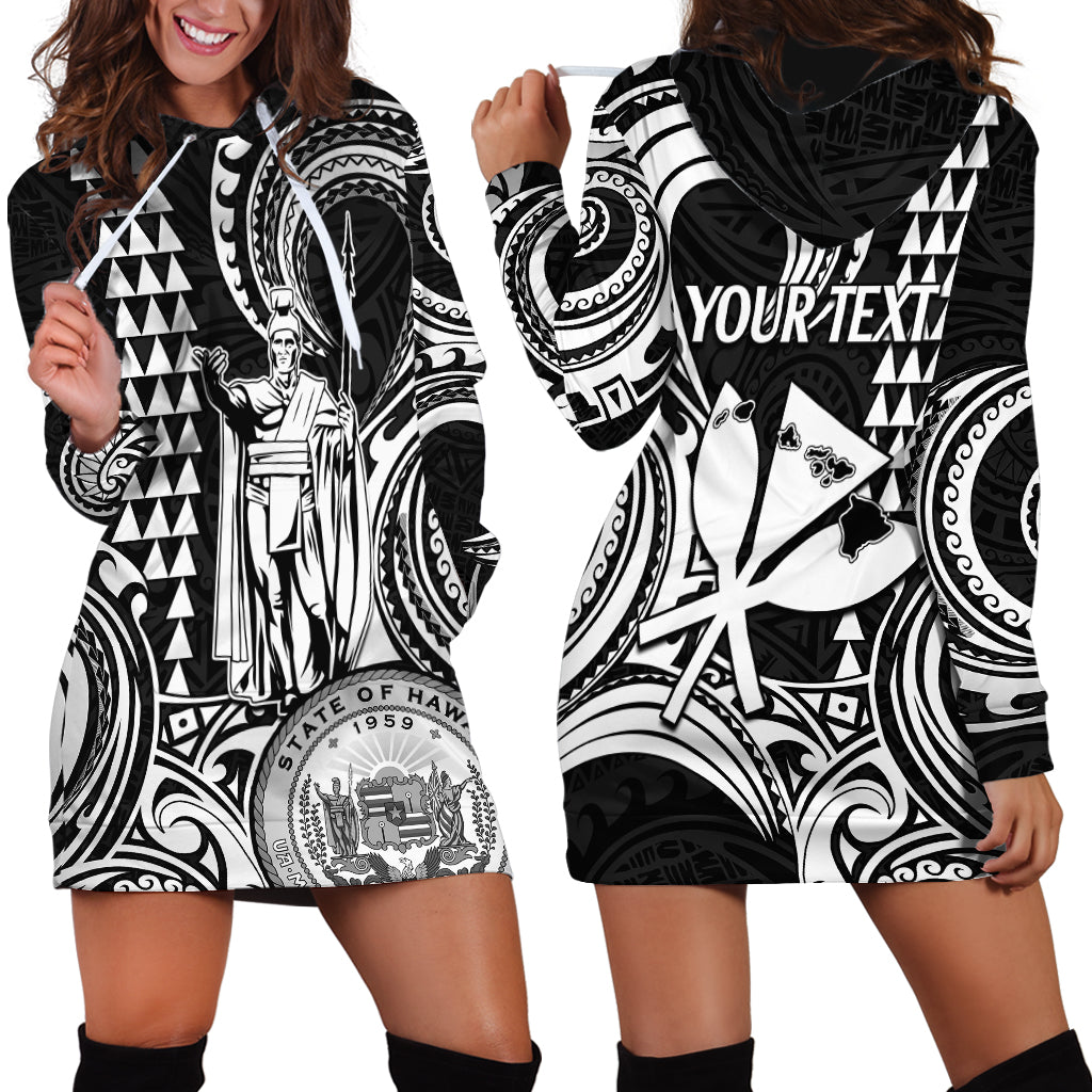 Custom King Kamehameha Day Hawaii Hoodie Dress Paradise of the Pacific Tribal Kakau with Kanaka Maoli - White LT9 - Polynesian Pride