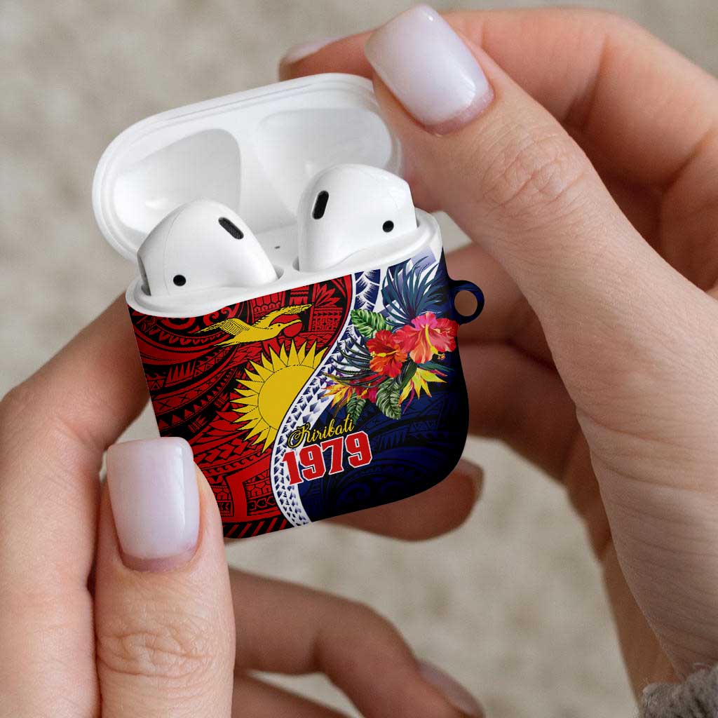 Flag of Kiribati Polynesian Pattern AirPods Case Est 1979 With Tropical Flowers - Polynesian Pride
