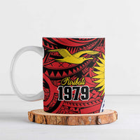 Flag of Kiribati Polynesian Pattern Ceramic Mug Est 1979 With Tropical Flowers LT9 Red - Polynesian Pride