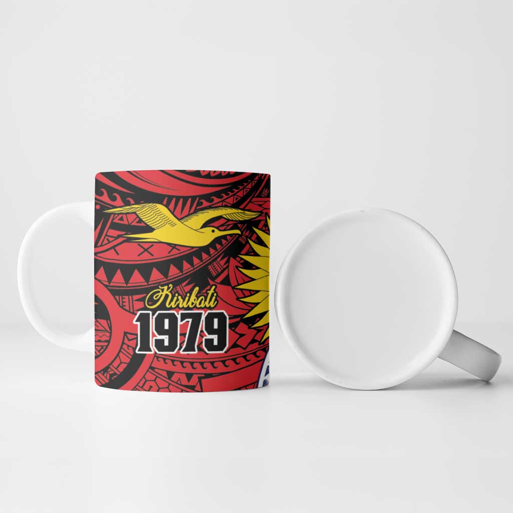 Flag of Kiribati Polynesian Pattern Ceramic Mug Est 1979 With Tropical Flowers LT9 - Polynesian Pride