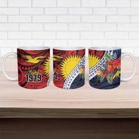 Flag of Kiribati Polynesian Pattern Ceramic Mug Est 1979 With Tropical Flowers LT9 - Polynesian Pride