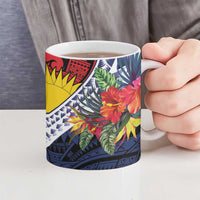 Flag of Kiribati Polynesian Pattern Ceramic Mug Est 1979 With Tropical Flowers LT9 - Polynesian Pride