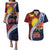 Flag of Kiribati Polynesian Pattern Couples Matching Puletasi and Hawaiian Shirt Est 1979 With Tropical Flowers