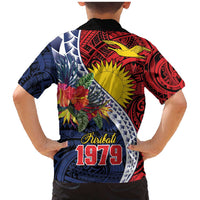 Flag of Kiribati Polynesian Pattern Family Matching Mermaid Dress and Hawaiian Shirt Est 1979 With Tropical Flowers LT9 - Polynesian Pride