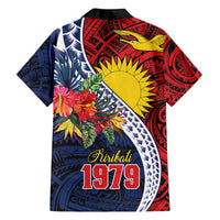 Flag of Kiribati Polynesian Pattern Family Matching Off The Shoulder Long Sleeve Dress and Hawaiian Shirt Est 1979 With Tropical Flowers LT9 - Polynesian Pride