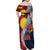 Flag of Kiribati Polynesian Pattern Family Matching Off Shoulder Maxi Dress and Hawaiian Shirt Est 1979 With Tropical Flowers