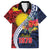Flag of Kiribati Polynesian Pattern Family Matching Off Shoulder Short Dress and Hawaiian Shirt Est 1979 With Tropical Flowers