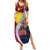 Flag of Kiribati Polynesian Pattern Family Matching Summer Maxi Dress and Hawaiian Shirt Est 1979 With Tropical Flowers