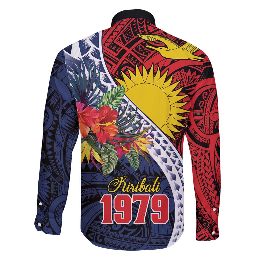 Flag of Kiribati Polynesian Pattern Family Matching Tank Maxi Dress and Hawaiian Shirt Est 1979 With Tropical Flowers LT9 - Polynesian Pride